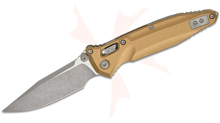 Microtech 159RL-10APTA Socom Delta RAM-LOK Folding Knife 4 inch M390MK Apocalyptic Clip Point Blade, Tan Contoured Aluminum Handles, Reversible Clip