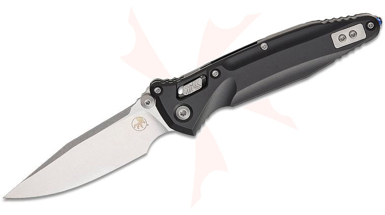 Microtech 159RL-10 Socom Delta RAM-LOK Folding Knife 4 inch M390MK Stonewashed Clip Point Blade, Black Contoured Aluminum Handles, Reversible Clip