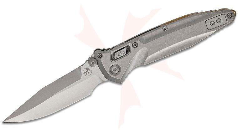 Microtech 159RL-10SMS1 Marfione Select Socom Delta RAM-LOK Folding Knife 4 inch M390MK Stonewashed Spear Point Blade and Contoured Titanium Handles, Bronze Accent, Reversible Clip