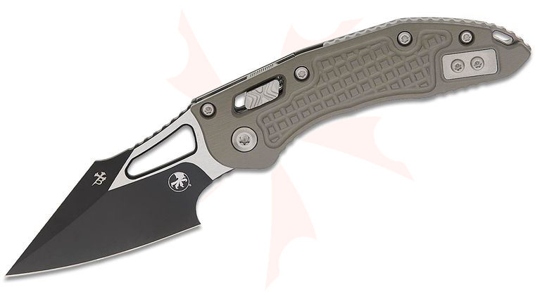 Microtech 169MRL-1FRNC M-Stitch RAM-LOK Manual Folding Knife 3.05 inch M390MK Black Spear Point Plain Blade, Natural Clear Frag Aluminum Handles, Reversible Clip (Mini Stitch)
