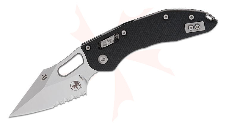 Microtech 169RL-11FLGTBK Stitch RAM-LOK Manual Folding Knife 3.625 inch Bohler M390MK Stonewashed Spear Point Combo Blade, Black Fluted G10 Handles