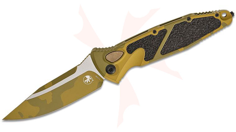 Microtech 160A-1BOCS-Z4 Signature Series Socom Elite AUTO Folding Knife 4.05 inch Bazooka Camo Clip Point Plain Blade and Aluminum Handles