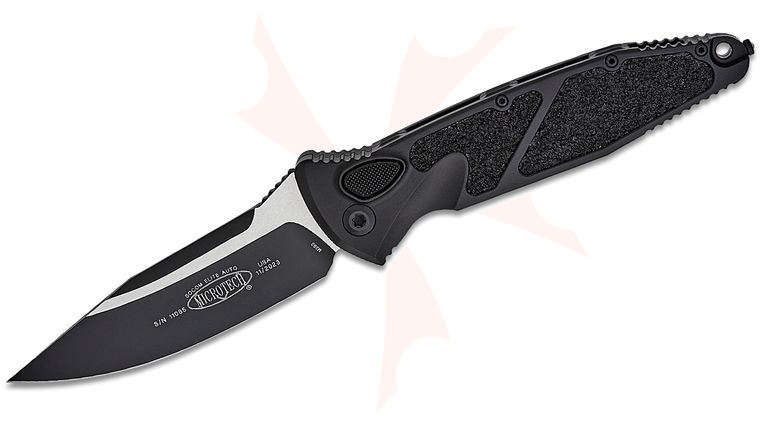 Microtech 160A-1T Socom Elite Tactical AUTO Folding Knife 4.05 inch Black Clip Point Plain Blade, Black Aluminum Handles