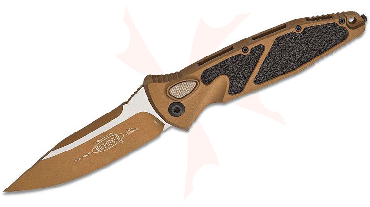 Microtech 160A-1UB-C19Z4 Socom Elite AUTO Folding Knife 4.05 inch Burnt Bronze Cerakote Clip Point Plain Blade and Aluminum Handles