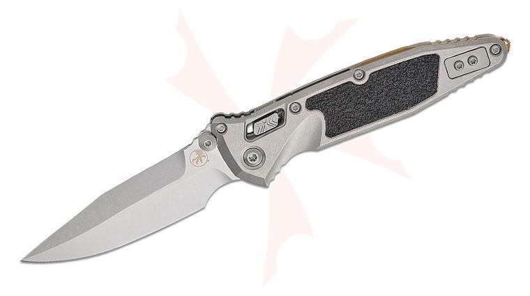 Microtech 160RL-10SMS2 Marfione Select Socom Elite RAM-LOK Folding Knife 4 inch M390MK Stonewashed Clip Point Blade and Titanium Handles with 3M Traction Tape Inserts, Reversible Clip