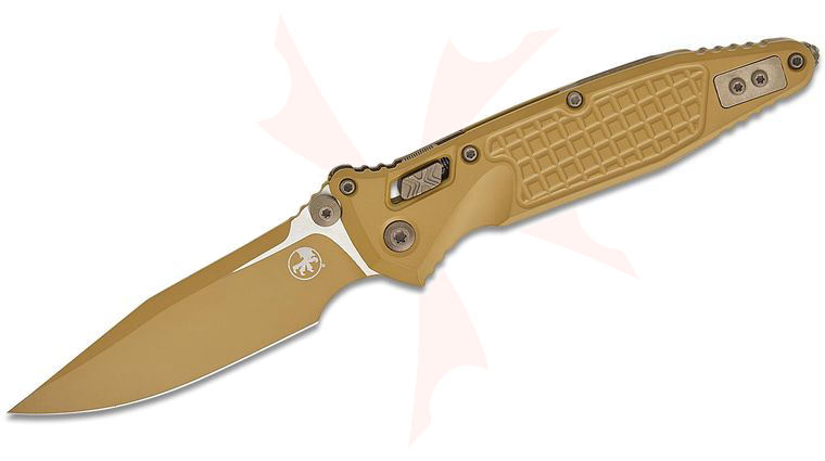Microtech 160RL-1FRCRA-Z23 Socom Elite RAM-LOK Folding Knife 4 inch M390MK Cerakote RAL-8000 Clip Point Blade and Frag Aluminum Handles, Reversible Clip