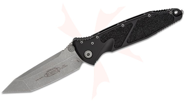 Microtech 161-10AP Socom Elite Manual Folding Knife 4.05 inch Apocalyptic Tanto Plain Blade, Black Aluminum Handles