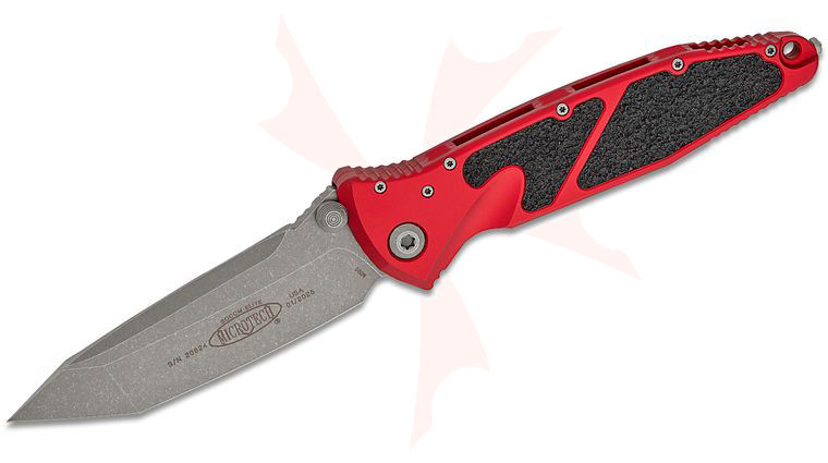 Microtech 161-10APRD Socom Elite Manual Folding Knife 4.05 inch Apocalyptic Tanto Plain Blade, Red Aluminum Handles