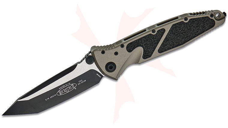 Microtech 161-1NC Socom Elite Manual Folding Knife 4.05 inch Black Plain Tanto Blade, Natural Clear Aluminum Handles