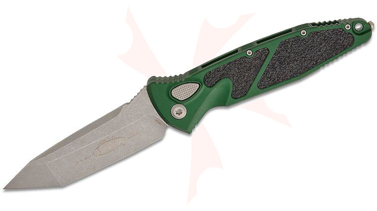 Microtech 161A-10APEG Socom Elite AUTO Folding Knife 4.05 inch Apocalyptic Tanto Plain Blade, Emerald Green Aluminum Handles