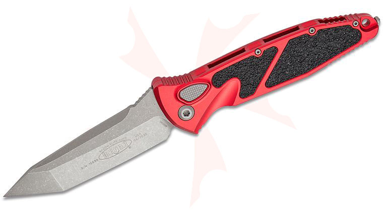 Microtech 161A-10APRD Socom Elite AUTO Folding Knife 4.05 inch Apocalyptic Tanto Plain Blade, Red Aluminum Handles