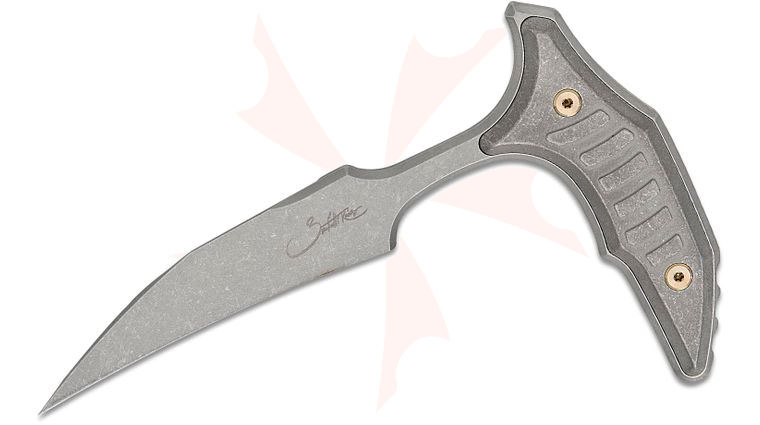 Microtech/Bastinelli Creations 218-10APMS1 Marfione Select BEE Push Dagger Fixed Blade Knife 2.5 inch 440C Apocalyptic Wharncliffe Plain Blade and Milled Titanium Handles, Bronze Accents, Kydex IWB Sheath