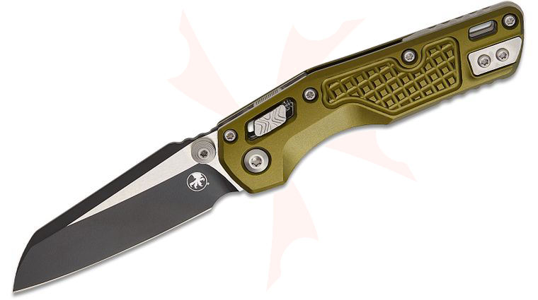 Microtech 210M-1FROD MSI Mini RAM-LOK Manual Folding Knife 3.19 inch Bohler M390MK Black Modified Sheepsfoot Plain Blade, OD Green Frag Aluminum Handles, Reversible Deep Carry Clip