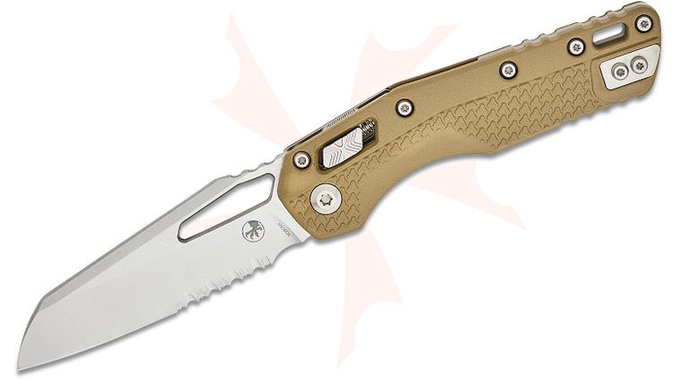 Microtech MSI RAM-LOK Manual Folding Knife 3.88 inch Bohler M390MK Stonewashed Modified Sheepsfoot Combo Blade, OD Green Injection Molded Polymer Handles