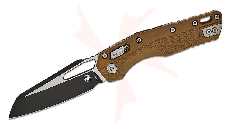 Microtech 210T-1PMDE MSI RAM-LOK Manual Folding Knife 3.88 inch Bohler M390MK Black Modified Sheepsfoot Plain Blade, Dark Earth Injection Molded Polymer Handles