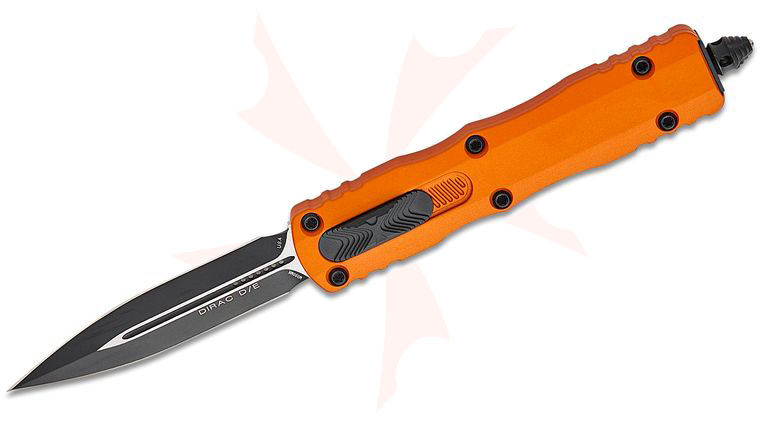 Microtech 225-1OT Dirac AUTO OTF Knife 2.92 inch Black Double Edge Dagger Blade, Orange Tangerine Aluminum Handles