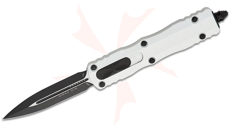 Microtech 225-1CR Dirac AUTO OTF Knife 2.92 inch Black Double Edge Dagger Blade, Clear Aluminum Handles