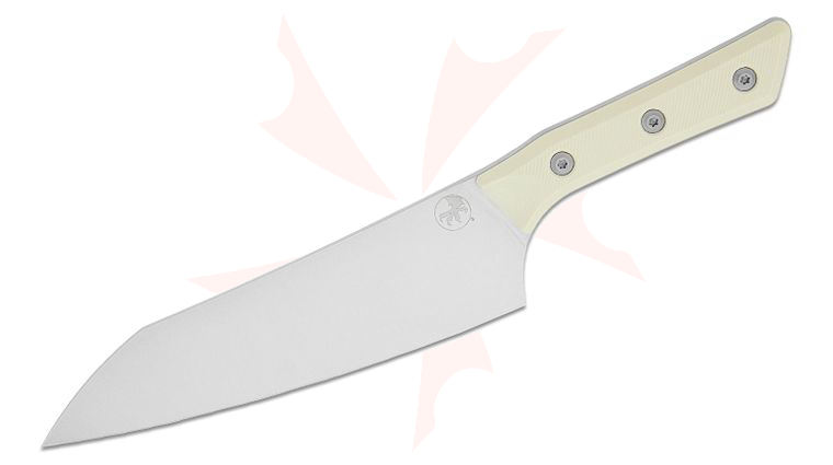 Microtech 3000-10IV Kitchen Chef's Knife 8 inch M390MK Stonewashed Blade, Ivory G10 Handles