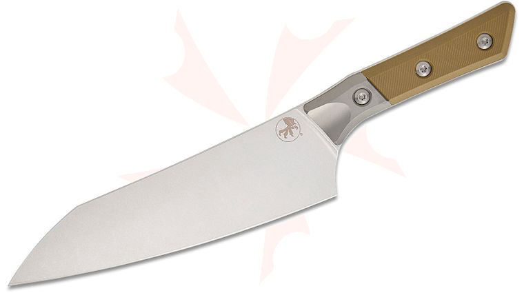 Microtech 3000B-10OD Kitchen Chef's Knife 8 inch M390MK Stonewashed Blade, OD Green G10 Handles with Bead Blast Titanium Bolsters
