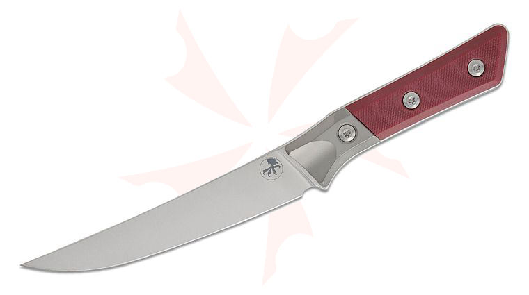 Microtech 3100B-10MR Kitchen Boning Knife 6.25 inch M390MK Stonewashed Blade, Merlot G10 Handles with Bead Blasted Titanium Bolsters