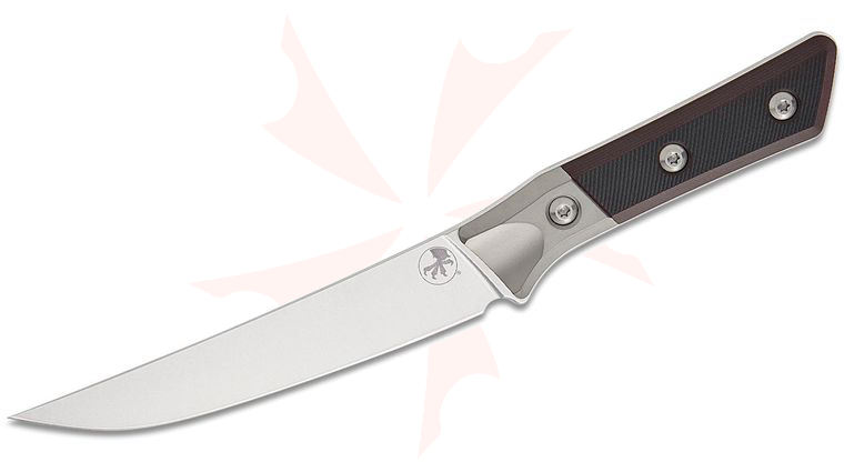 Microtech 3100B-10BC Kitchen Boning Knife 6.25 inch M390MK Stonewashed Blade, Black Cherry G10 Handles with Bead Blasted Titanium Bolsters