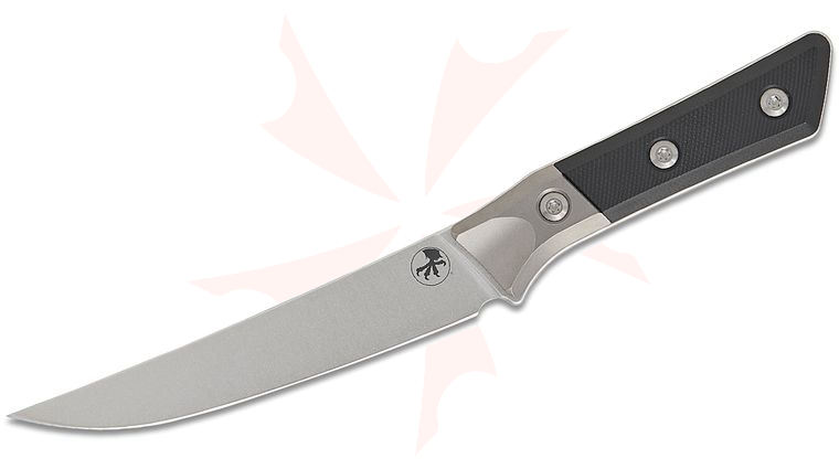 Microtech 3100B-10BK Kitchen Boning Knife 6.25 inch M390MK Stonewashed Blade, Black G10 Handles with Bead Blasted Titanium Bolsters