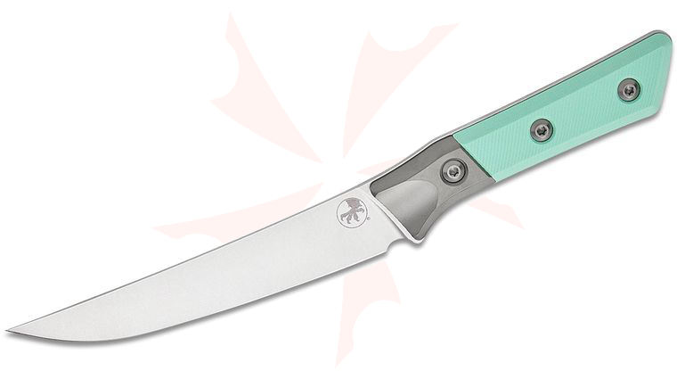Microtech 3100B-10CA Kitchen Boning Knife 6.25 inch M390MK Stonewashed Blade, Caribbean Blue G10 Handles with Bead Blasted Titanium Bolsters
