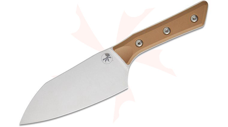 Microtech 3200-10CE Kitchen Santoku Knife 6 inch M390MK Stonewashed Blade, Coyote Tan G10 Handles