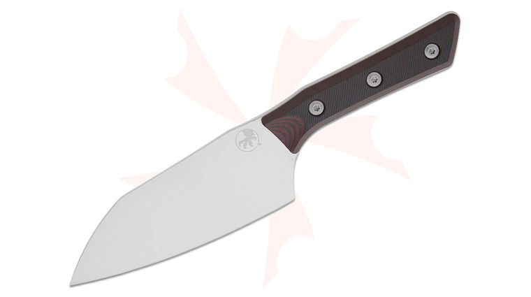 Microtech 3200-10BC Kitchen Santoku Knife 6 inch M390MK Stonewashed Blade, Black Cherry G10 Handles