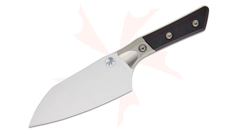 Microtech 3200B-10BC Kitchen Santoku Knife 6 inch M390MK Stonewashed Blade, Black Cherry G10 Handles with Bead Blasted Titanium Bolsters