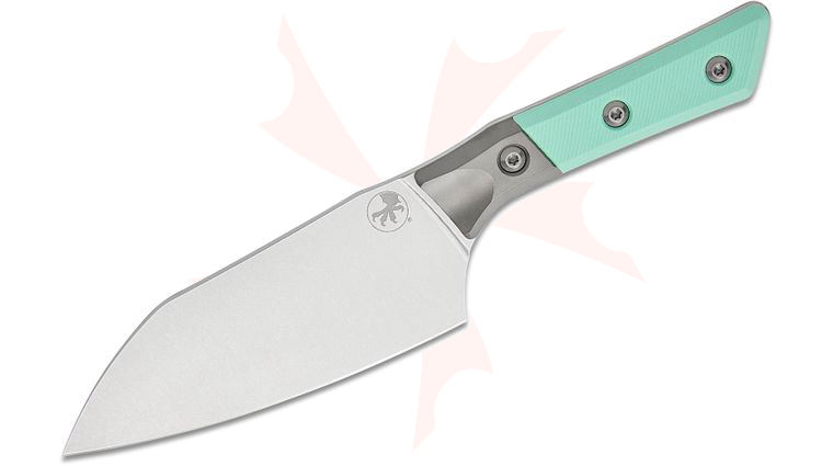 Microtech 3200B-10CA Kitchen Santoku Knife 6 inch M390MK Stonewashed Blade, Caribbean Blue G10 Handles with Bead Blasted Titanium Bolsters