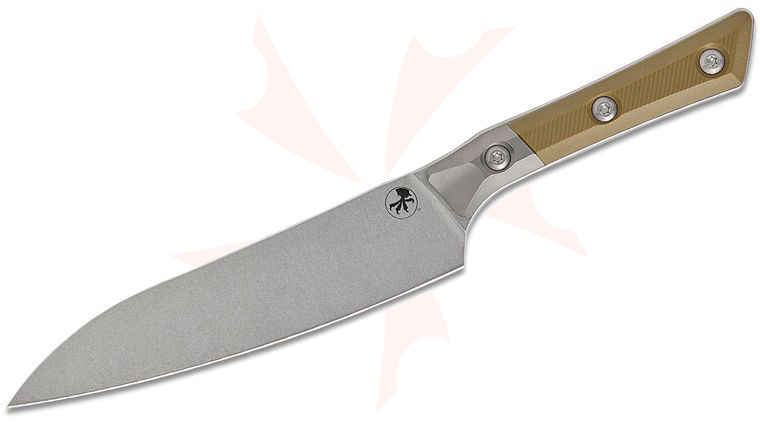 Microtech 3400B-10OD Kitchen Utility Knife 6 inch M390MK Stonewashed Blade, OD Green G10 Handles with Bead Blasted Titanium Bolsters