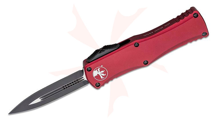 Microtech 702-1MR Hera OTF AUTO Knife 3.125 inch Black Double Edge Dagger Blade, Merlot Aluminum Handles