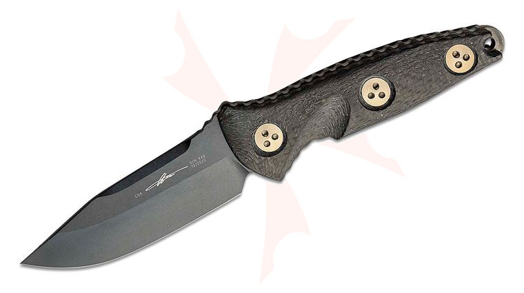 Microtech 113M-1DLCCFS Signature Series Socom Alpha Mini Fixed Blade Knife 3.72 inch Black DLC Clip Point Plain Blade, Carbon Fiber Handles, Kydex Sheath