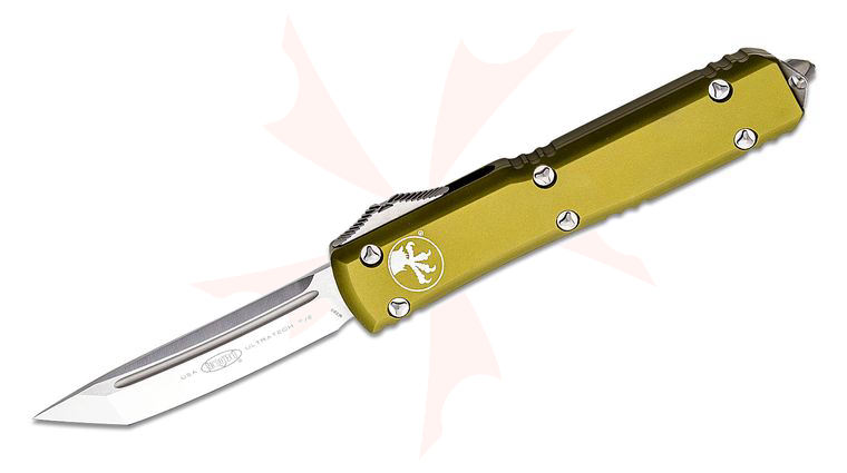Microtech 123-4OD Ultratech AUTO OTF Knife 3.46 inch Satin Tanto Plain Blade, OD Green Aluminum Handles