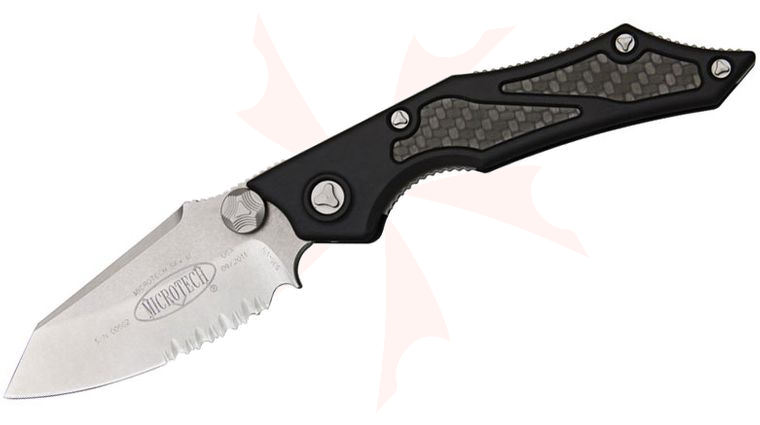 Microtech 129-11 Select Fire Manual 3.5 inch Stonewashed Combo Blade, Aluminum Handles with Carbon Fiber Inserts