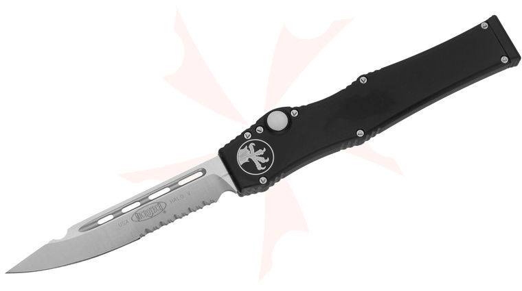 Microtech 151-5 Halo V AUTO OTF 4.6 inch Satin Combo Blade, Aluminum Handles, Kydex Sheath