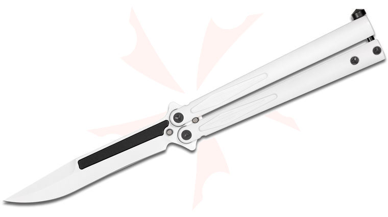 Microtech Special Stormtrooper Tachyon III Balisong Butterfly Knife 4.5 inch White ELMAX Bowie Blade and Aluminum Handles
