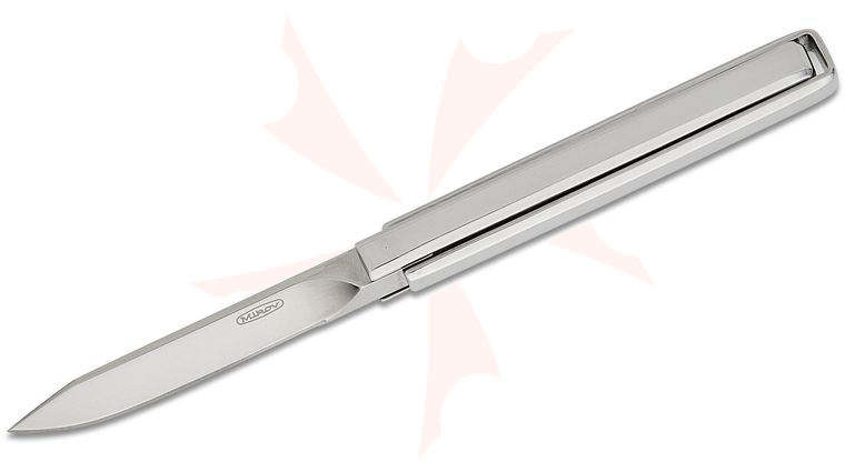 Mikov Kostka (Cube) Folding Knife 2.375 inch 440A Polished Clip Point Blade, Stainless Steel Handles