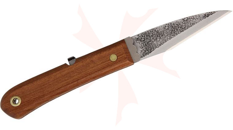 Mikihisa Single Bevel Right Hand Japanese Folding Knife 4 inch Blue Steel, Japanese Cherry Wood Handles