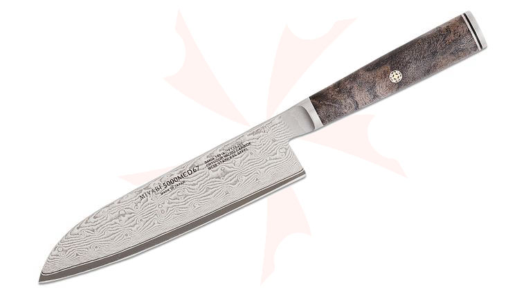 Zwilling J.A. Henckels Miyabi Black 5000MCD67 5.5 inch Damascus Santoku Knife, Big Leaf Maple Burl Wood Handle