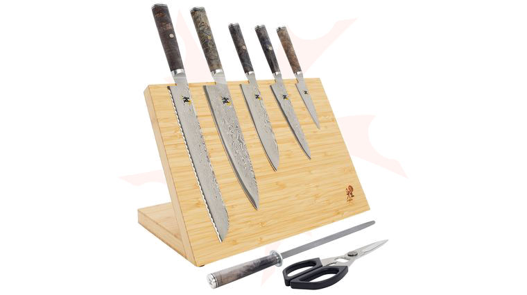 Zwilling J.A. Henckels Miyabi Black 5000MCD67 8 Piece Magnetic Block Set, Big Leaf Maple Burl Wood Handles