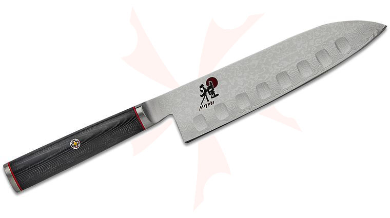 Zwilling J.A. Henckels Miyabi Kaizen 5.5 inch Santoku Knife, Hollow Edge, VG10 (CMV60) Damascus Blade, Micarta Handle
