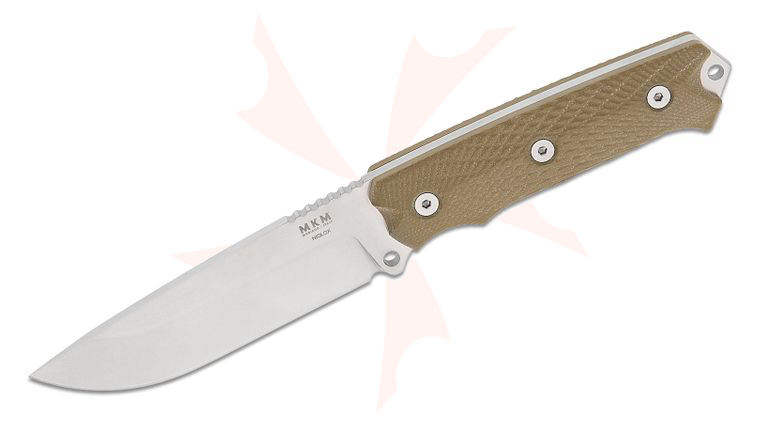 MKM Base Camp Fixed Blade Knife 4.81 inch Niolox Stonewashed Drop Point Blade, OD Green G10 Handles, Kydex Sheath