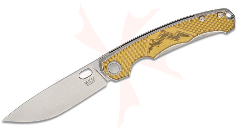 MKM Viper Knives Jesper Voxnaes Eclipse Frame Lock Flipper Knife 3.19 inch CPM-MagnaCut Stonewashed Drop Point Blade, Titanium Handles with Ultem Onlays
