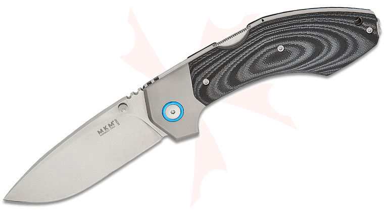 MKM Tommaso Rumici Hero Lockback Folding Knife 3.46 inch M390 Stonewashed Drop Point Blade, Black SureTouch Handles with Titanium Bolsters
