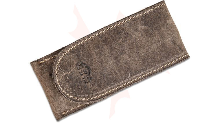 MKM Vegetable-Tanned Leather Tool Pouch with Swiveling Dangler, Gray/White