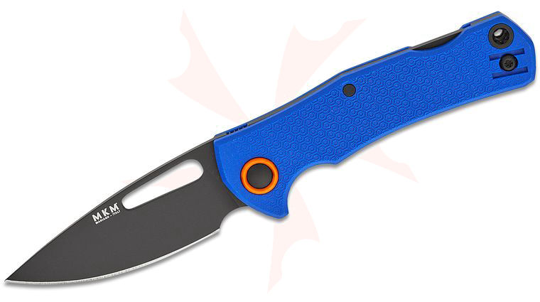 MKM Jesper Voxnaes Lov Lockback Folding Knife 3 inch N690Co Black Drop Point Blade, Blue FRN Handles