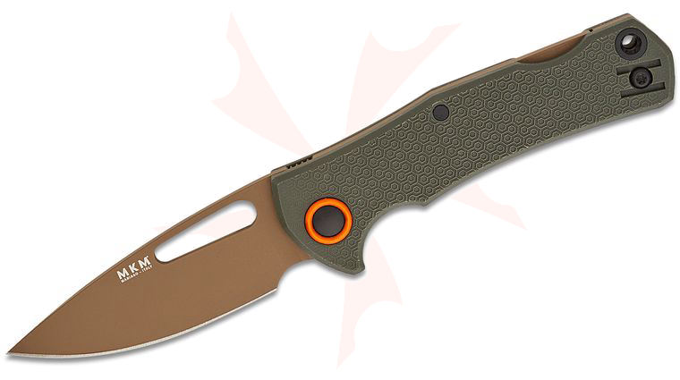MKM Jesper Voxnaes Lov Lockback Folding Knife 3 inch N690Co Tan Drop Point Blade, Green FRN Handles