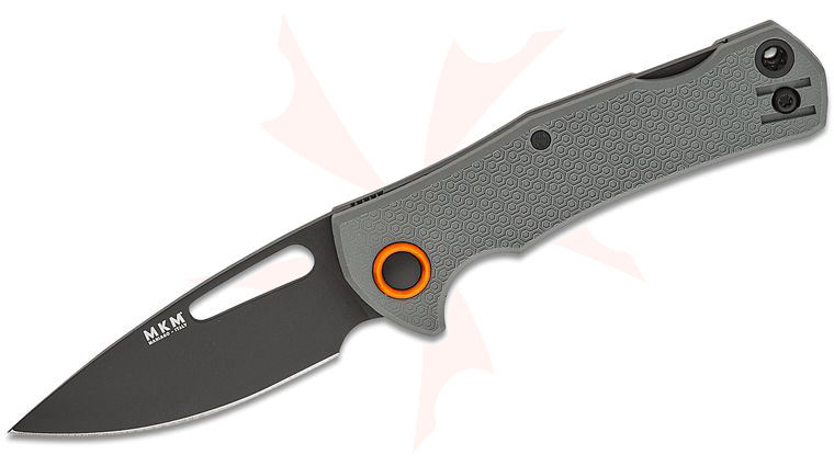 MKM Jesper Voxnaes Lov Lockback Folding Knife 3 inch N690Co Black Drop Point Blade, Gray FRN Handles